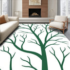 Dark Green Tree Branch Abstract Design Rug
