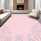 Pink Snowflake Swirl Border Elements Rug
