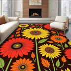 Bold Sunflower Leaf Pattern Rug