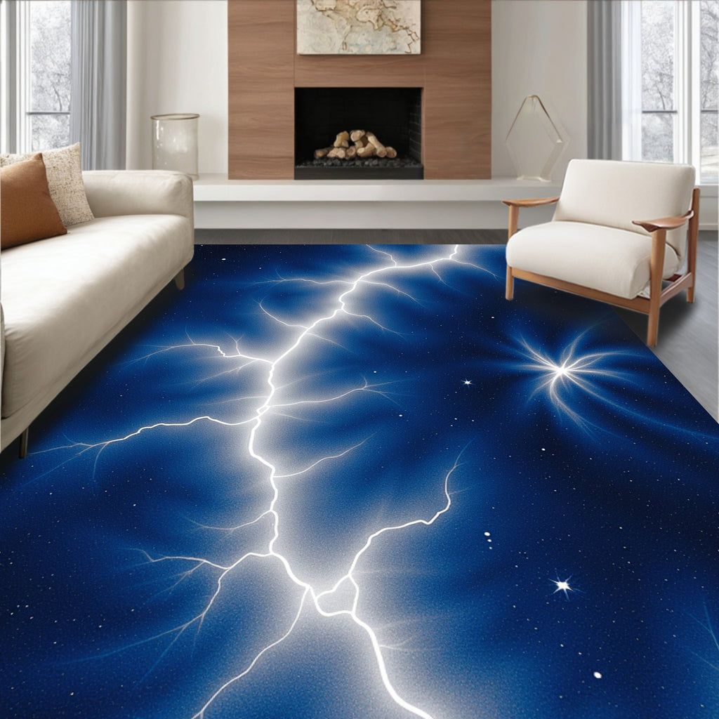 Cosmic Bolt And Stars Pattern Rug