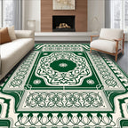 Intricate Emerald Green Medallion Pattern Rug