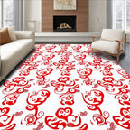 Abstract Red Swirl Pattern Rug