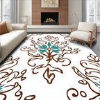Brown Teal Floral Damask Pattern Rug