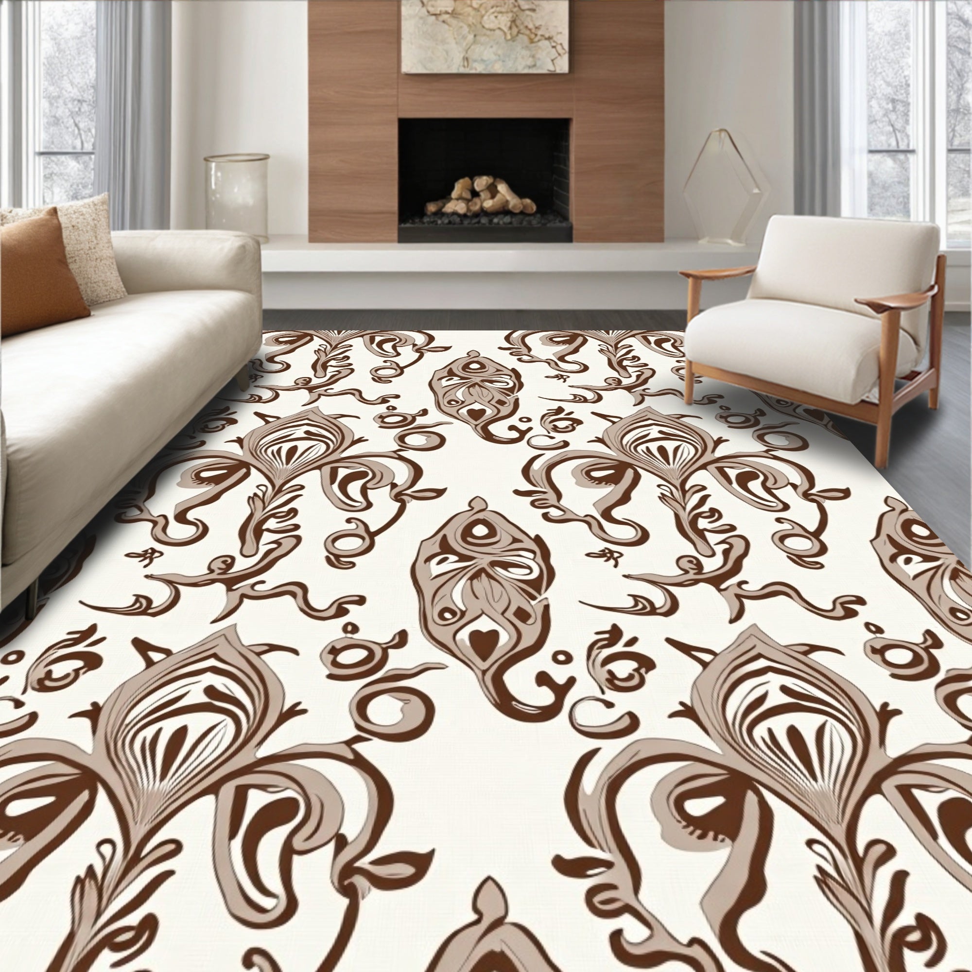 Rich Floral Scroll Pattern Rug
