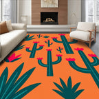 Desert Cactus With Floral Accents Design Rug