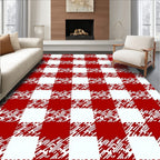 Red and White Buffalo Check Rug
