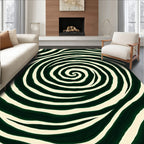 Green Swirl Abstract Pattern Rug