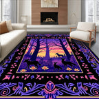 Enchanted Forest animals Bordered Design Rug