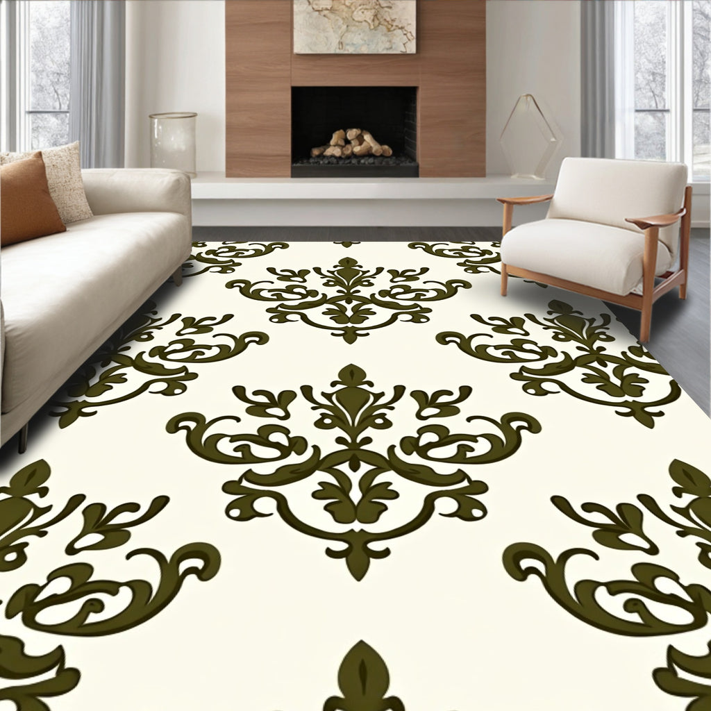 Classic Damask Flourish Pattern Rug