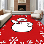 Cute Snowman With Snowflake Border Rug