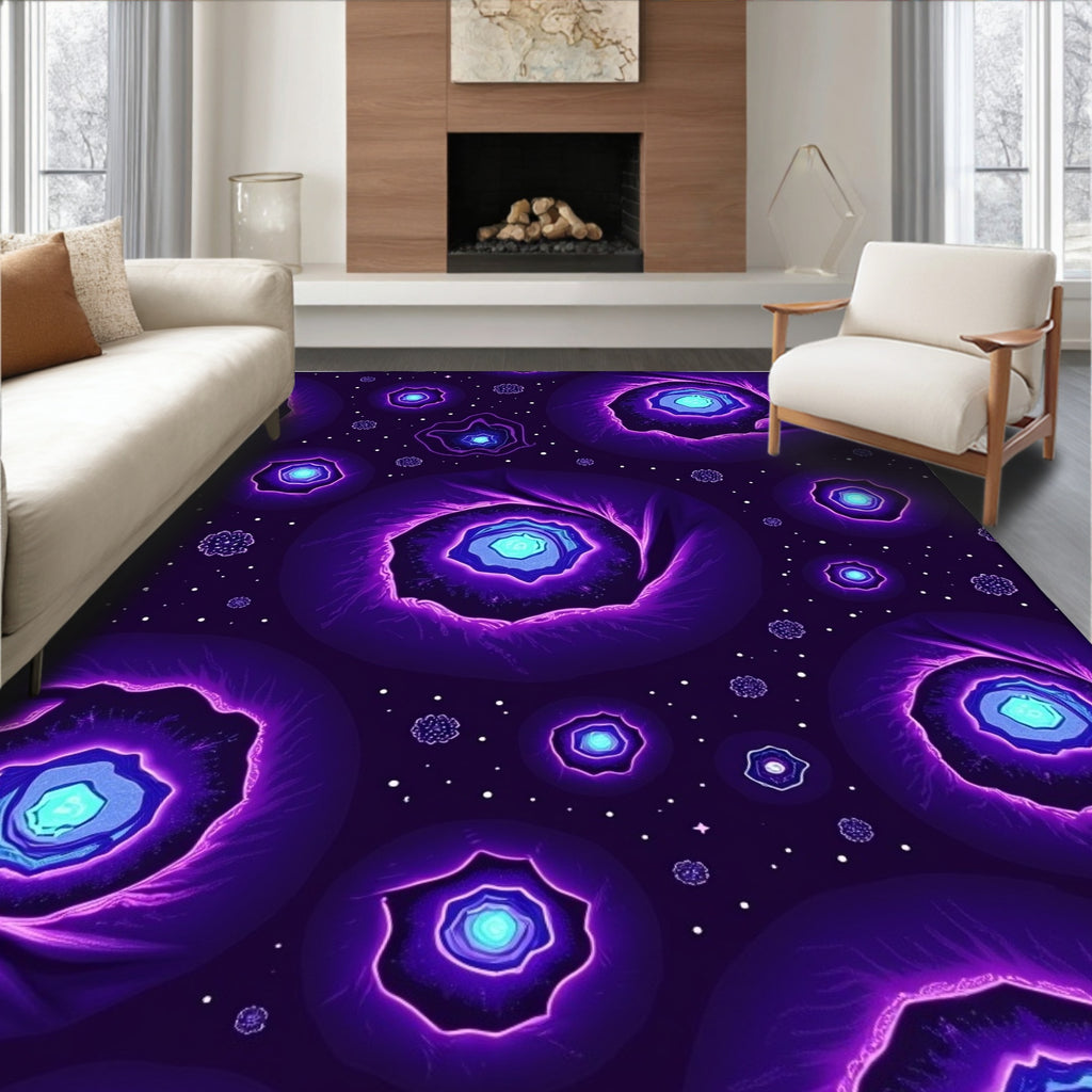 Cosmic Swirl Patterned Purple Rug