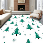 Teal Pine Tree Snowfall Repeat Rug
