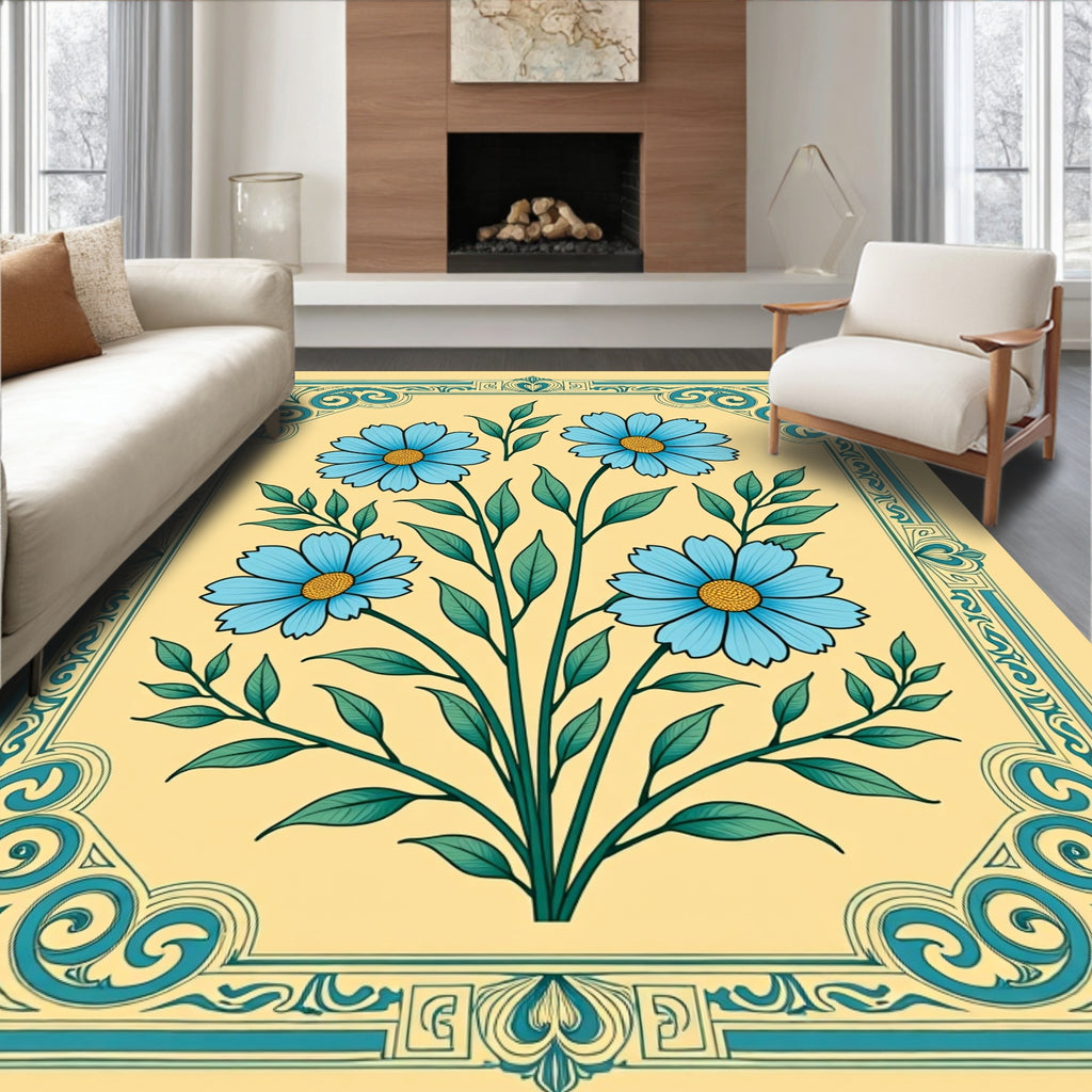 Floral Garden Border Design Rug