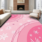Pink Floral Starburst Abstract Design Rug