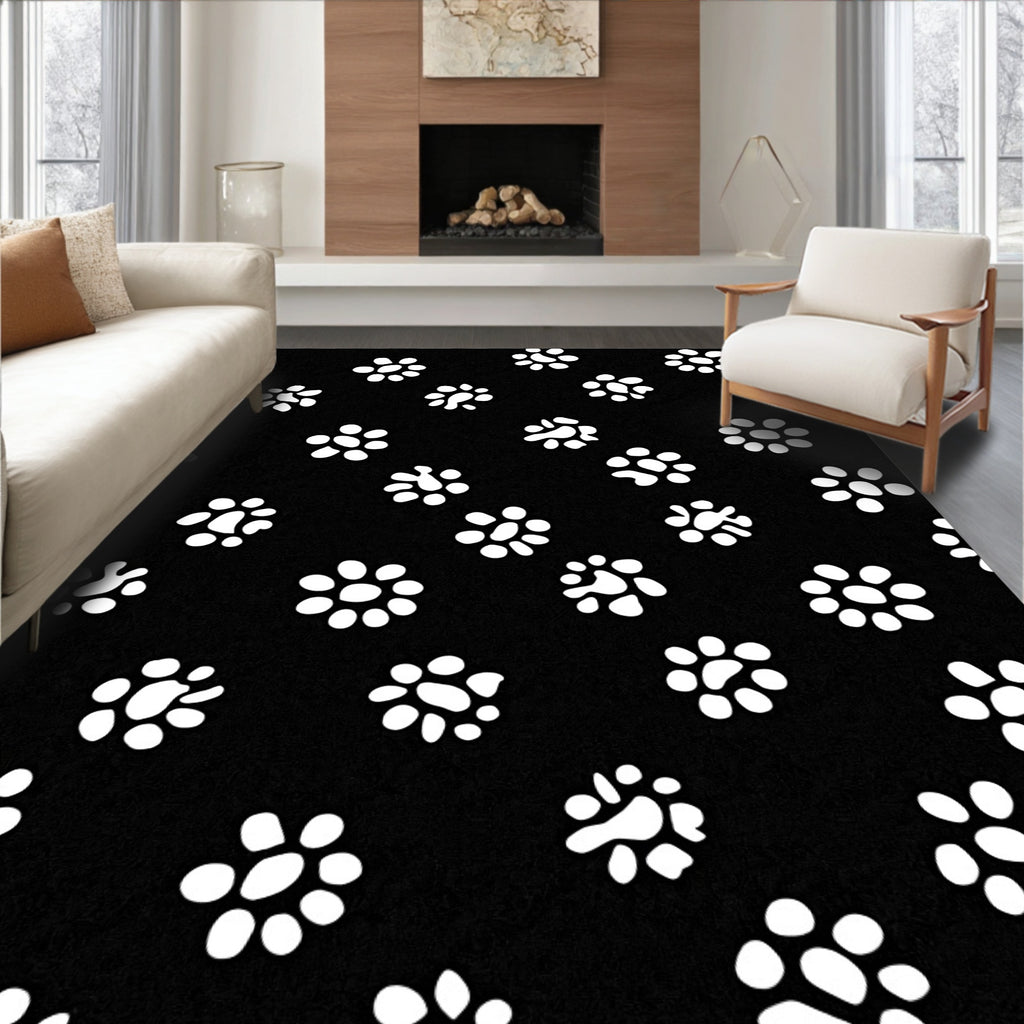 Whimsical White Flower Pattern Rug