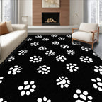 Whimsical White Flower Pattern Rug