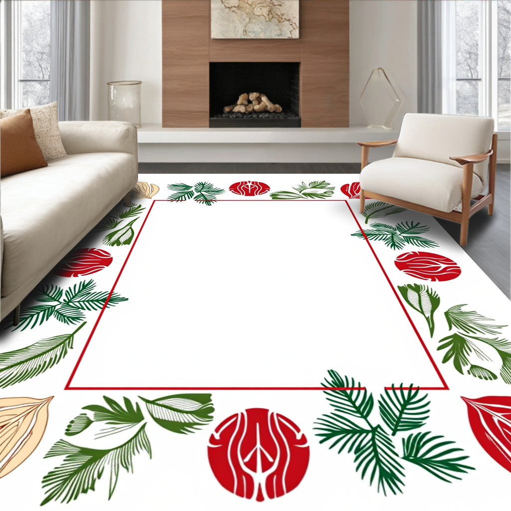 Organic Fern Leaf Border Rug