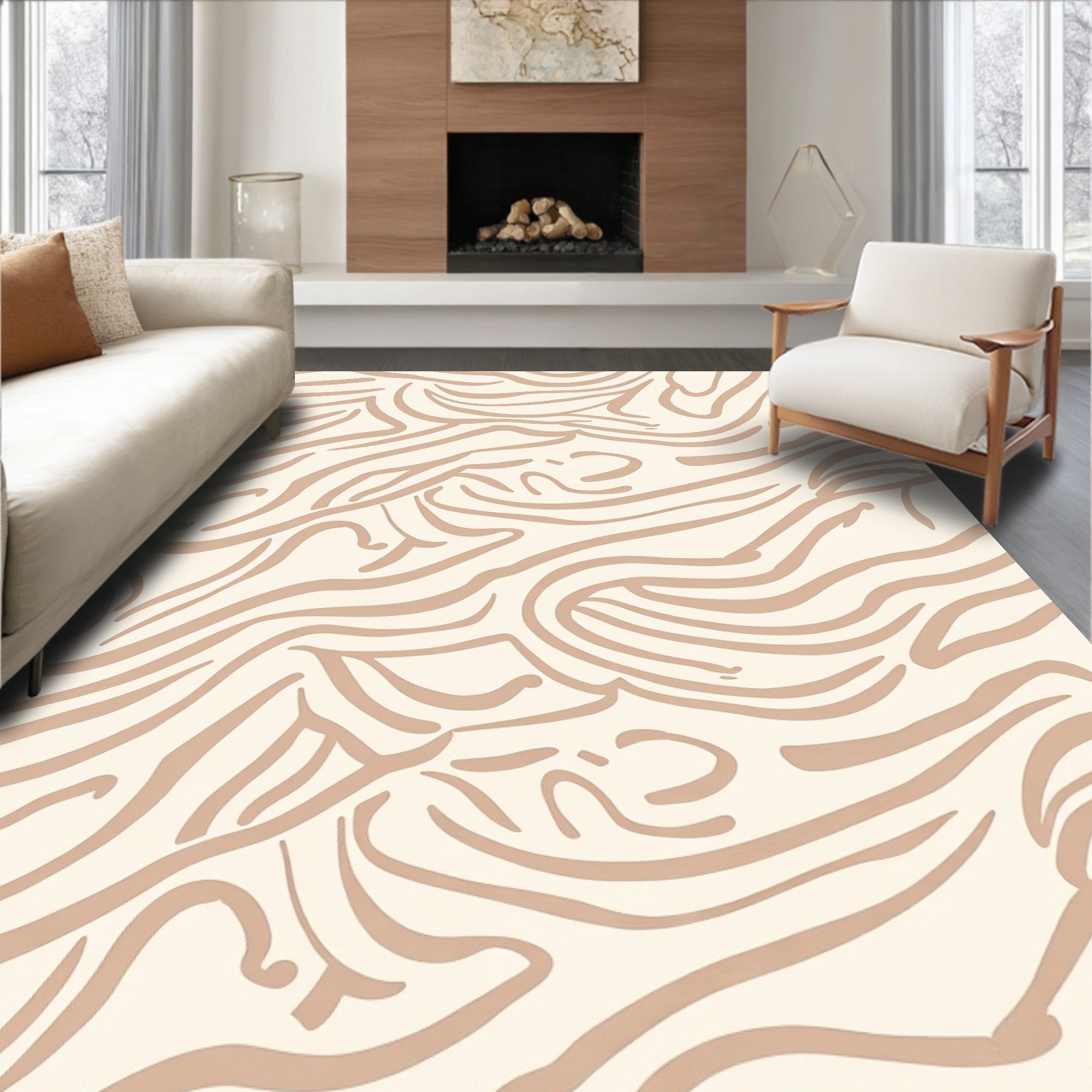 Neutral Organic Flow Pattern Rug