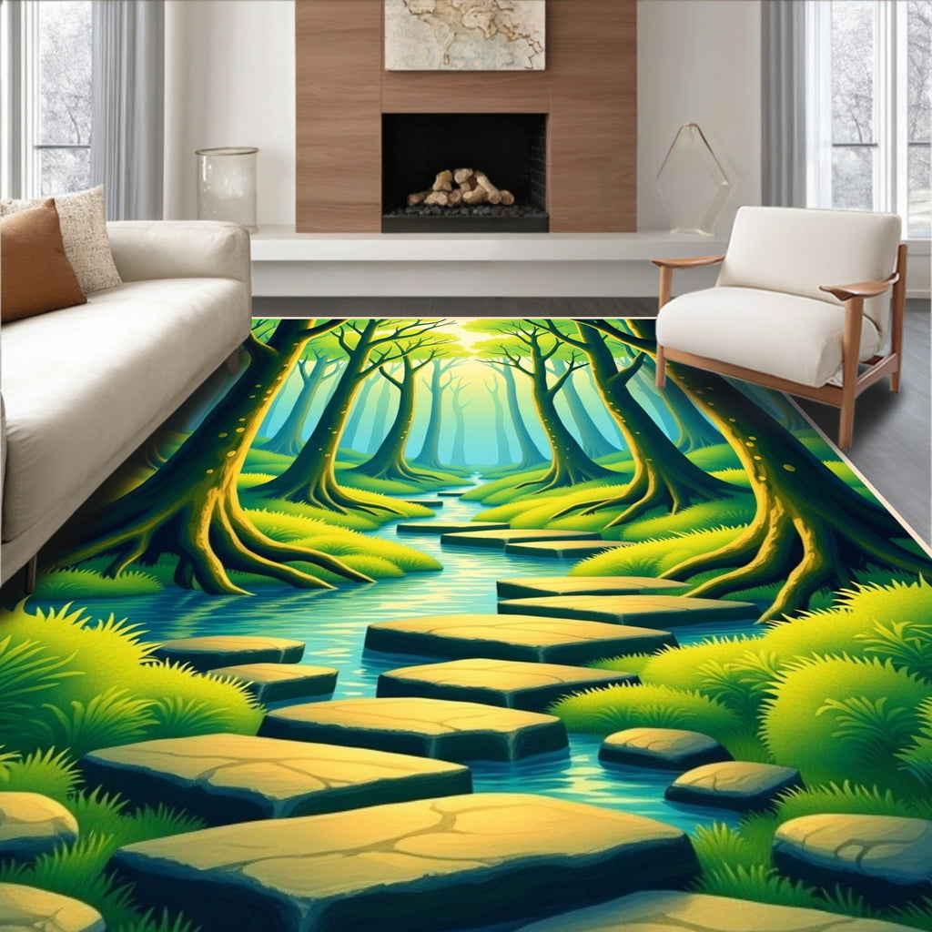Enchanted Forest Stepping Stones Pattern Rug
