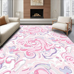 Swirling Pink And White Abstract Pattern Rug
