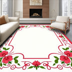 Red Floral Vine Whimsical Rug