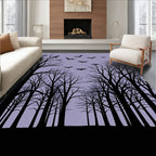 Spooky Forest Bats Silhouette Design Rug
