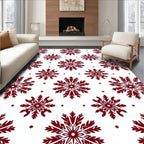 Deep Red Snowflake Imprint Rug