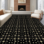 Geometric Starburst Black Golden Pattern Rug