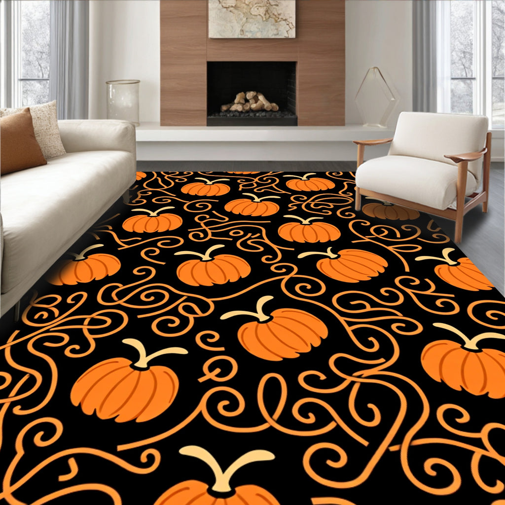Autumn Harvest Pumpkin Swirl Pattern Rug