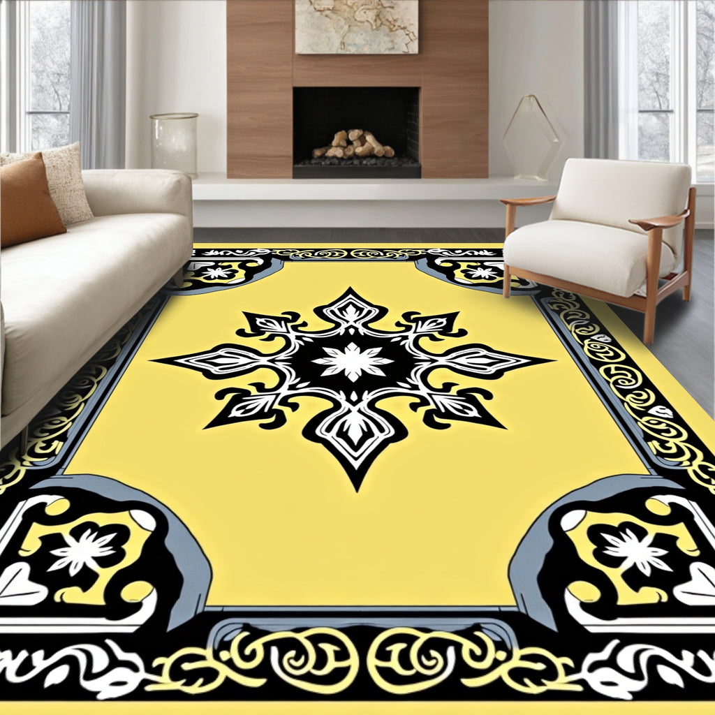 Golden Sunburst Elegant Ornament Rug