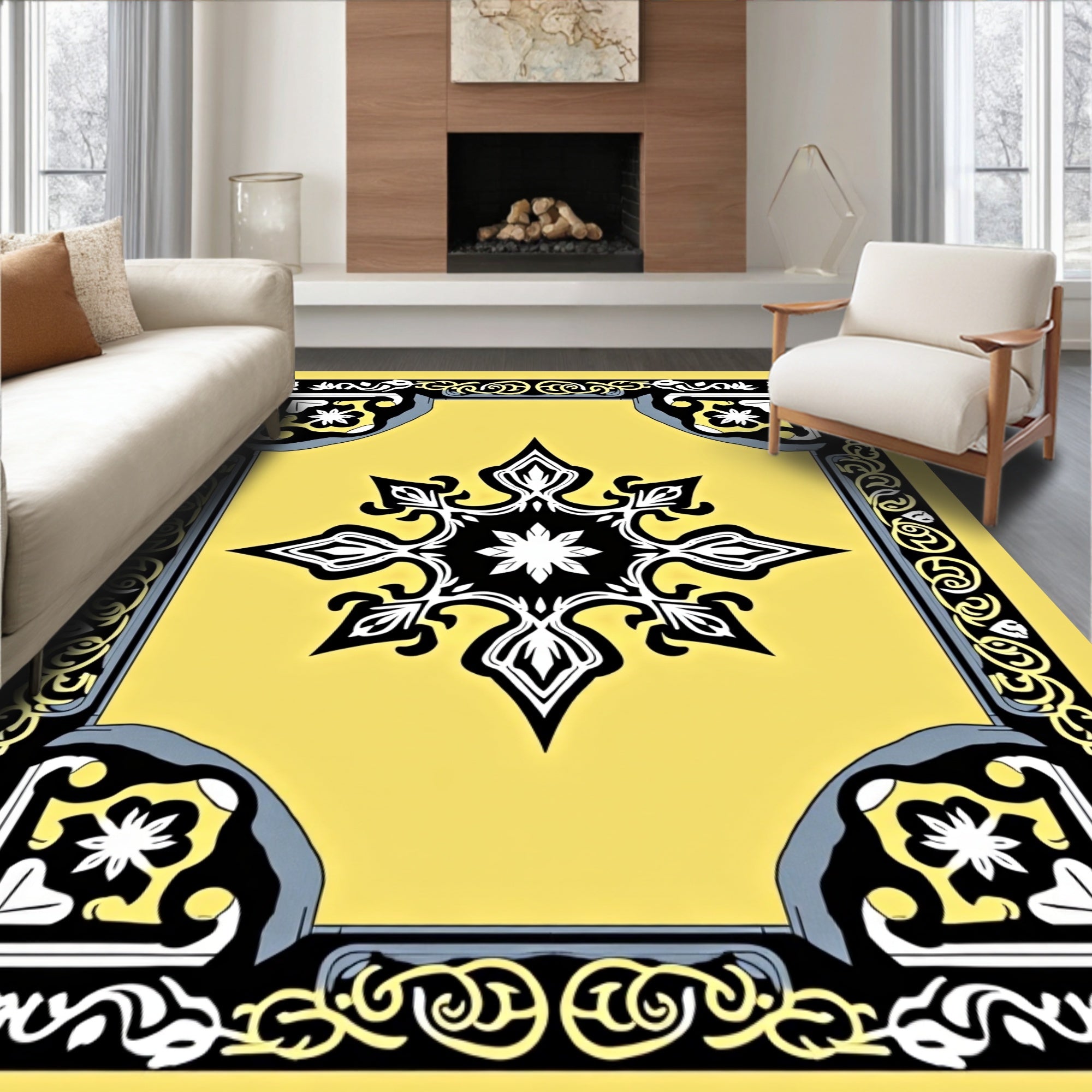 Golden Sunburst Elegant Ornament Rug