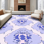 Ornate Floral Patterned Periwinkle Rug
