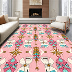 Whimsical Tribal Feather Figure Pattern Rug
