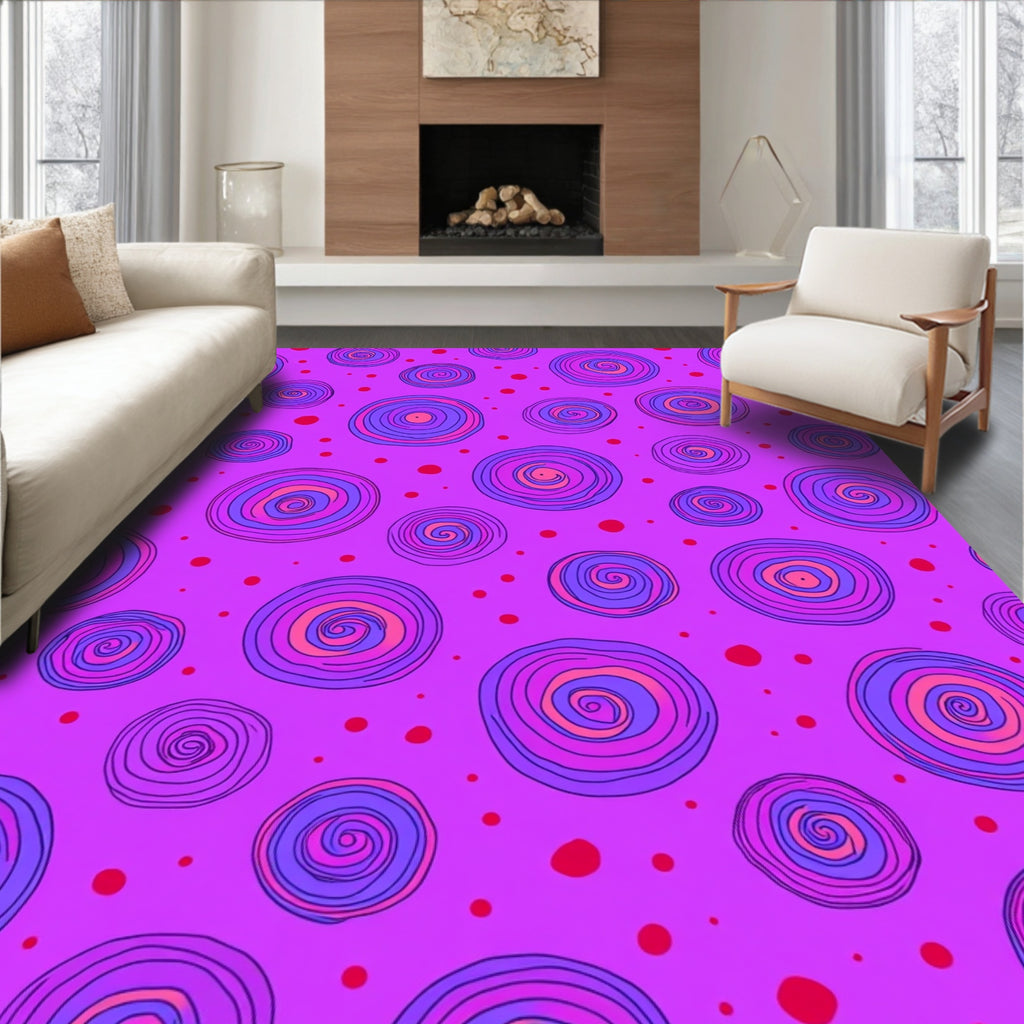 Whimsical Swirl Dot Pattern Rug