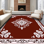 Ornate Floral Border White Design Rug