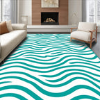 Teal Wavy Stripes Pattern Rug