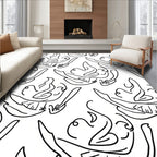 Line Art Abstract Swirl Pattern Rug
