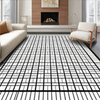 Monochromatic Abstract Grid Pattern Rug