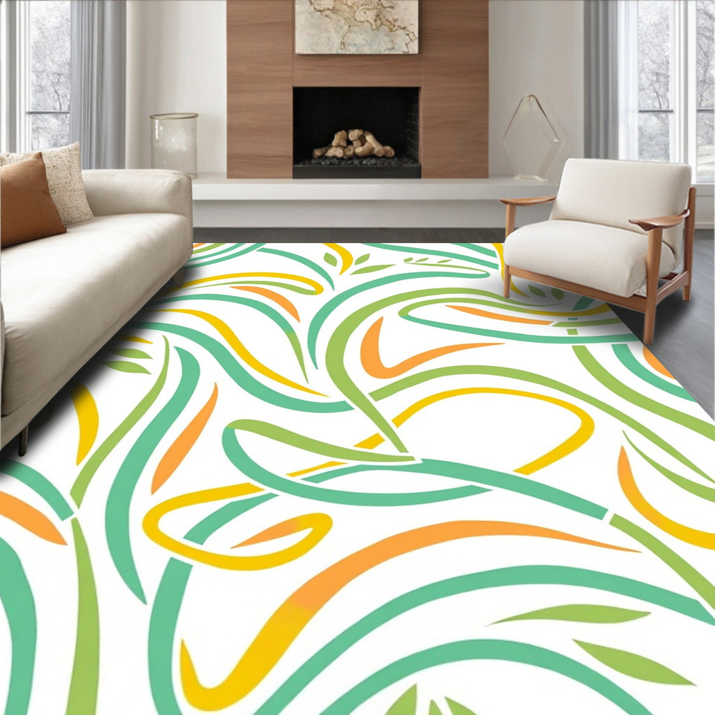 Nature Inspired Swirling Lines Pattern Rug