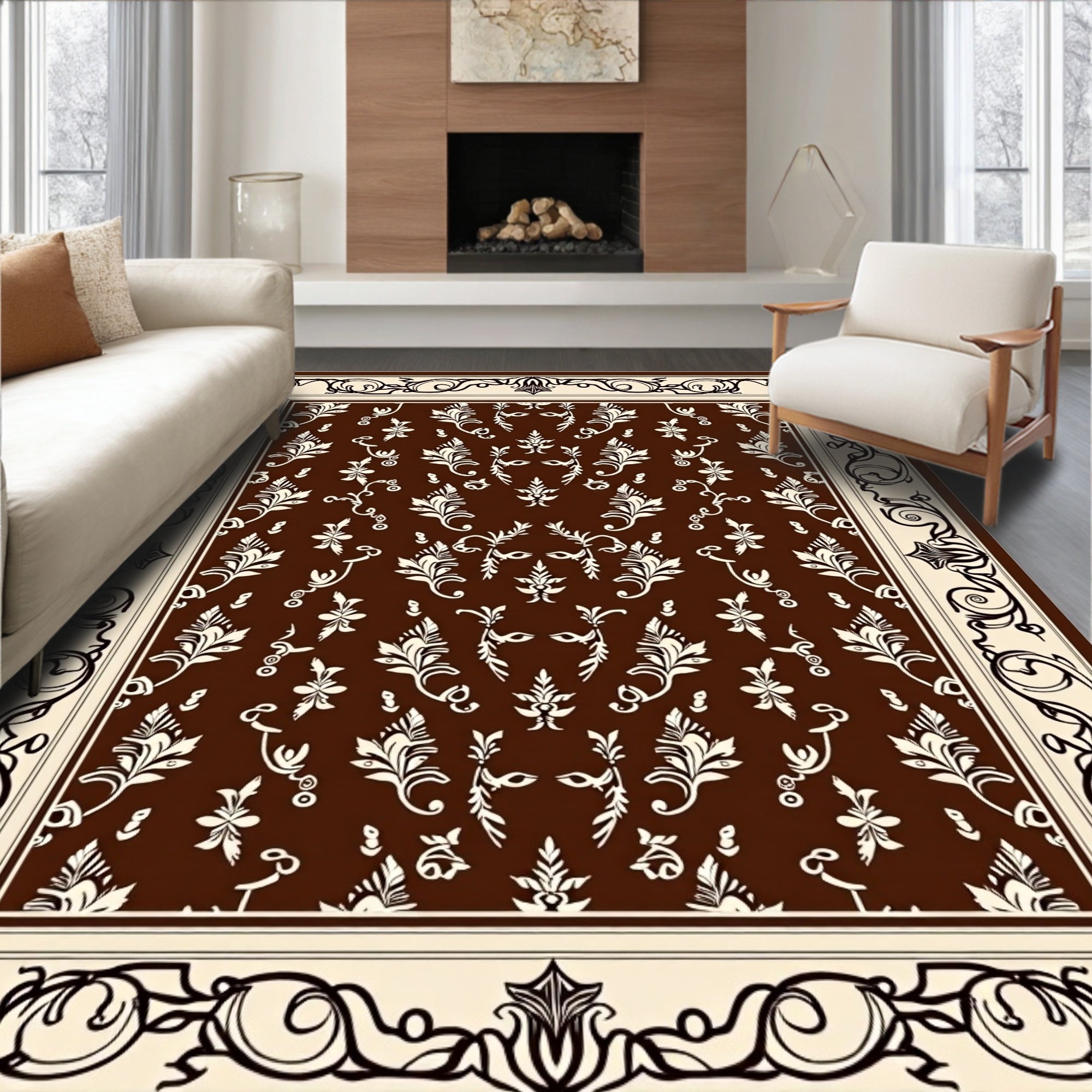 Baroque Damask Pattern Rug