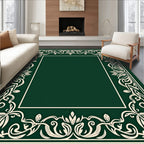 Elegant Cream Floral Border Design Rug
