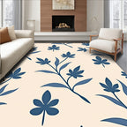 Classic Blue Botanical Branch Pattern Rug
