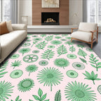 Green Floral Botanical Pattern Rug