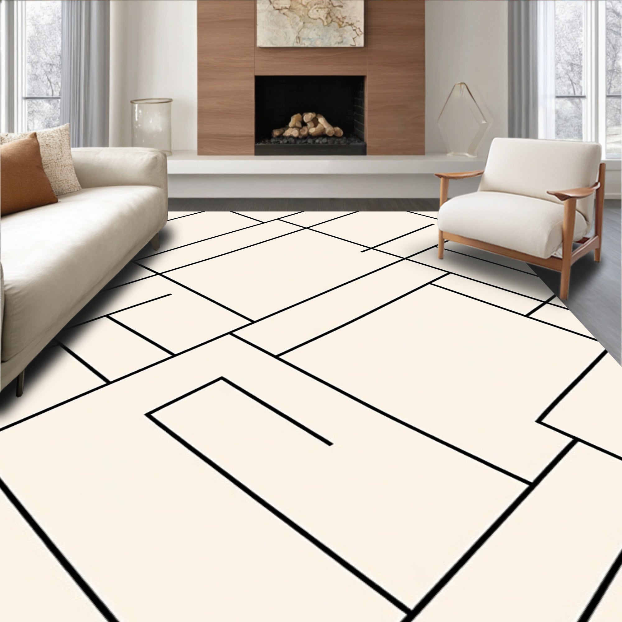 Geometric Lines Abstract Pattern Rug
