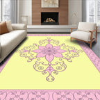 Pink Floral Swirl Pattern Art Rug