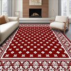 Rich Red Geometric Pattern Rug