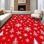 Winter Snowflakes Trees Pattern Design Rug