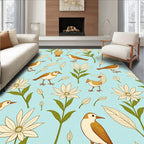 Birds and Flowers Pattern Rug