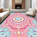 Pink Floral Medallion Mandala Rug