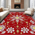 Red Floral Starburst Medallion Design Rug
